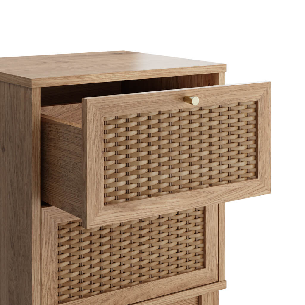 Bordeaux Boho Natural Wood & Rattan Bedside Table | 2 Drawers